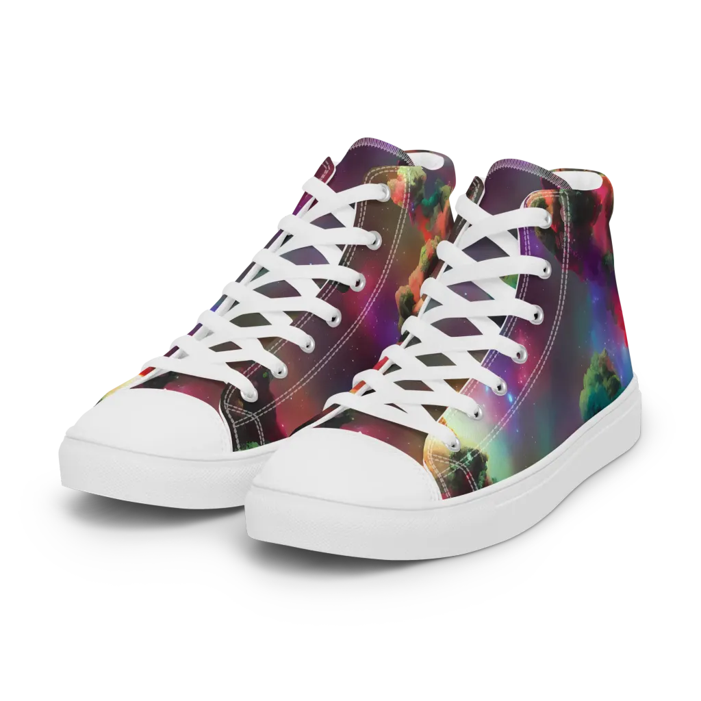 Nebula Dreams on Women's High Top Canvas Shoes — Left Front