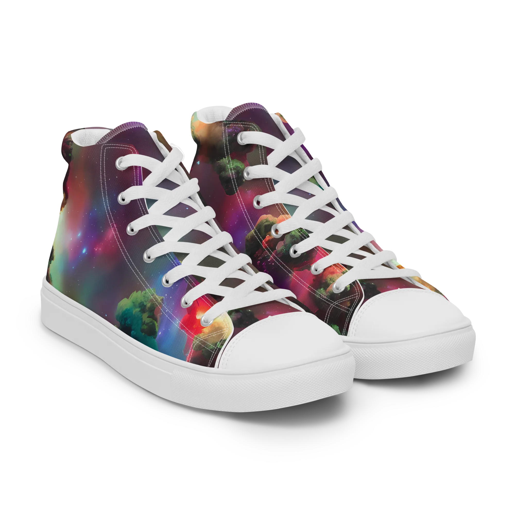Nebula Dreams on Women's High Top Canvas Shoes — Right Front