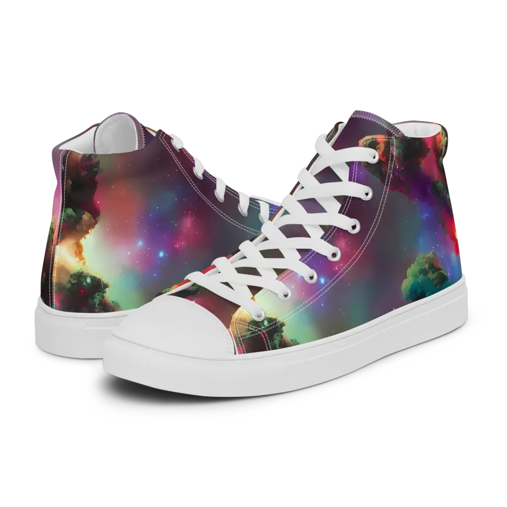 Nebula Dreams on Women's High Top Canvas Shoes — Left