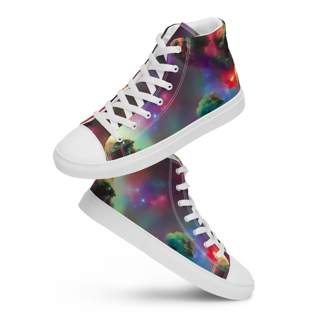 Nebula Dreams on Women's High Top Canvas Shoes — Front