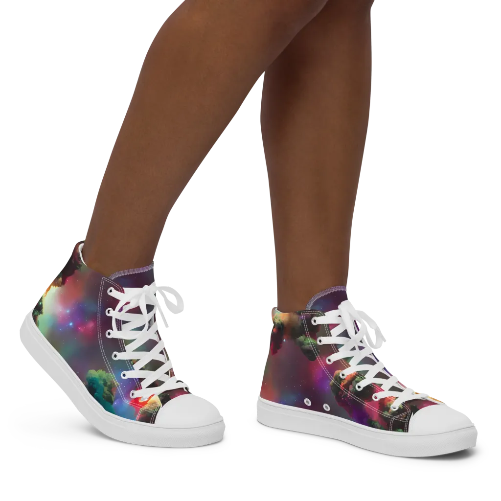 Nebula Dreams on Women's High Top Canvas Shoes — Right