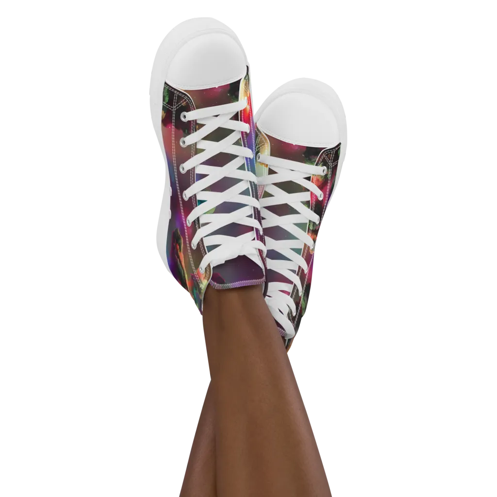 Nebula Dreams on Women's High Top Canvas Shoes — Front