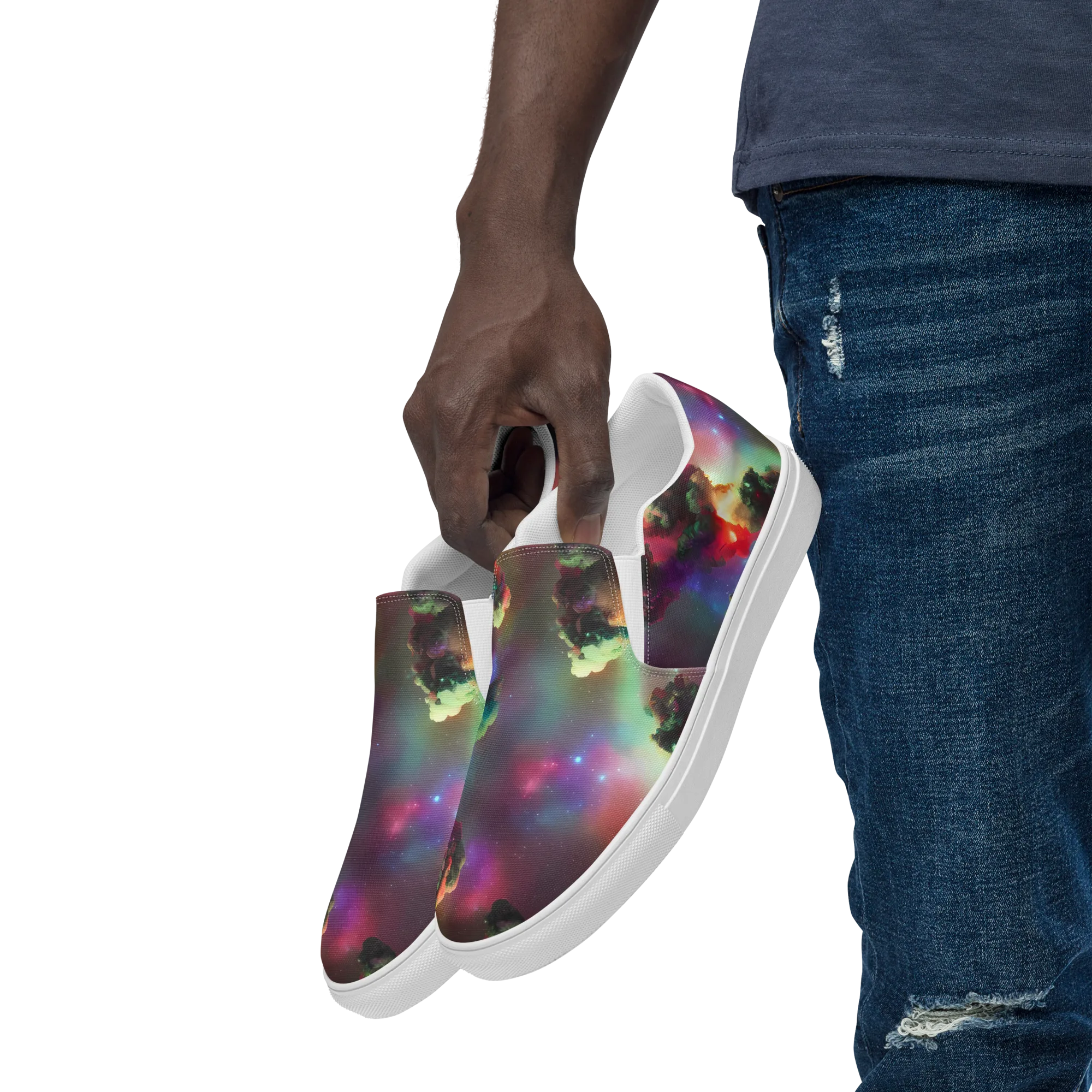 Nebula Dreams on Men's Slip-On Canvas Shoes — Left Front