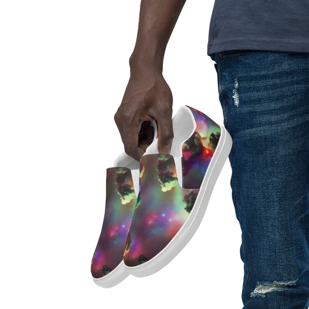 Nebula Dreams on Men's Slip-On Canvas Shoes — Left Front