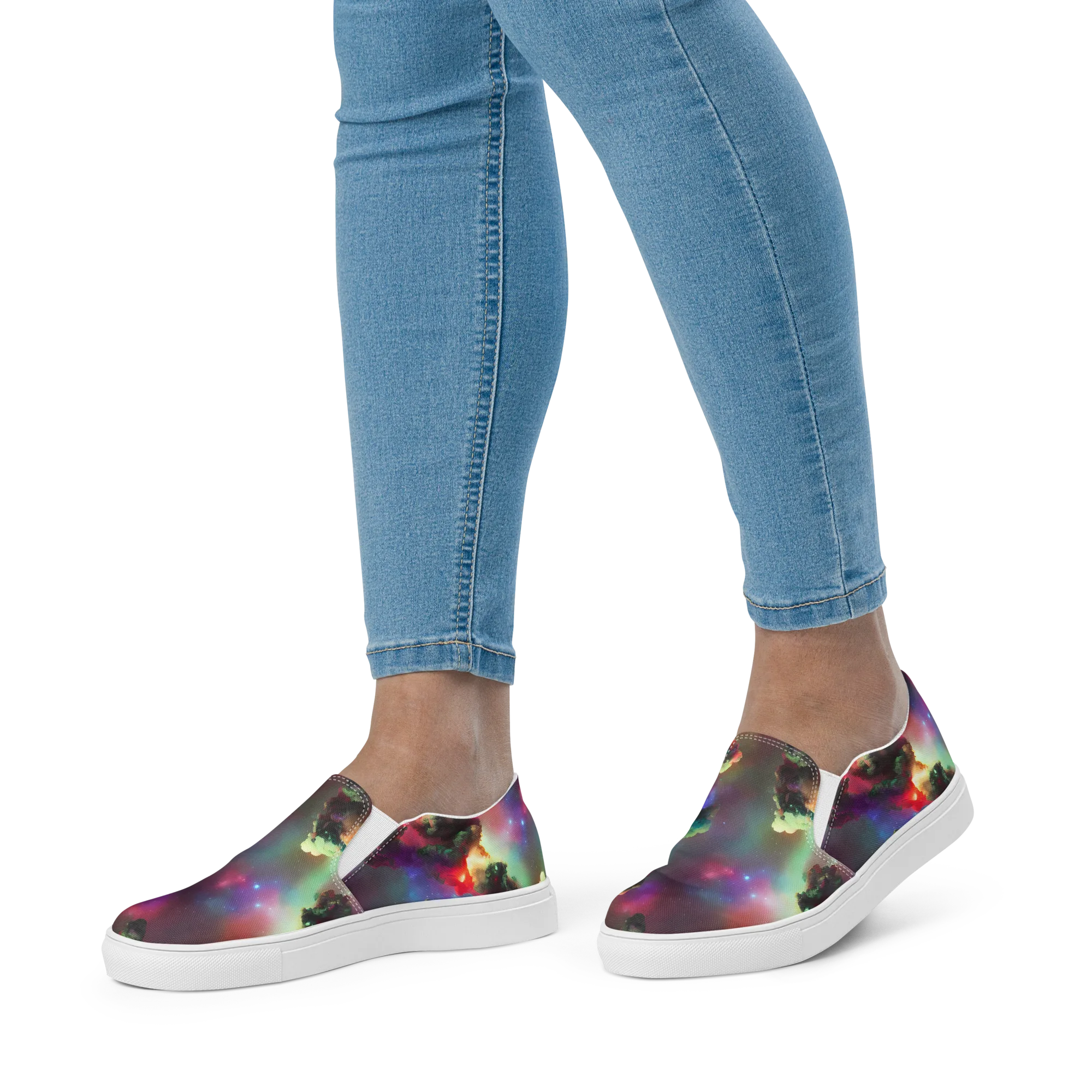 Nebula Dreams on Women's Slip-On Canvas Shoes — Front