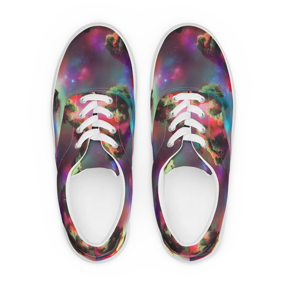 Nebula Dreams on Men's Lace-Up Canvas Shoes — Front