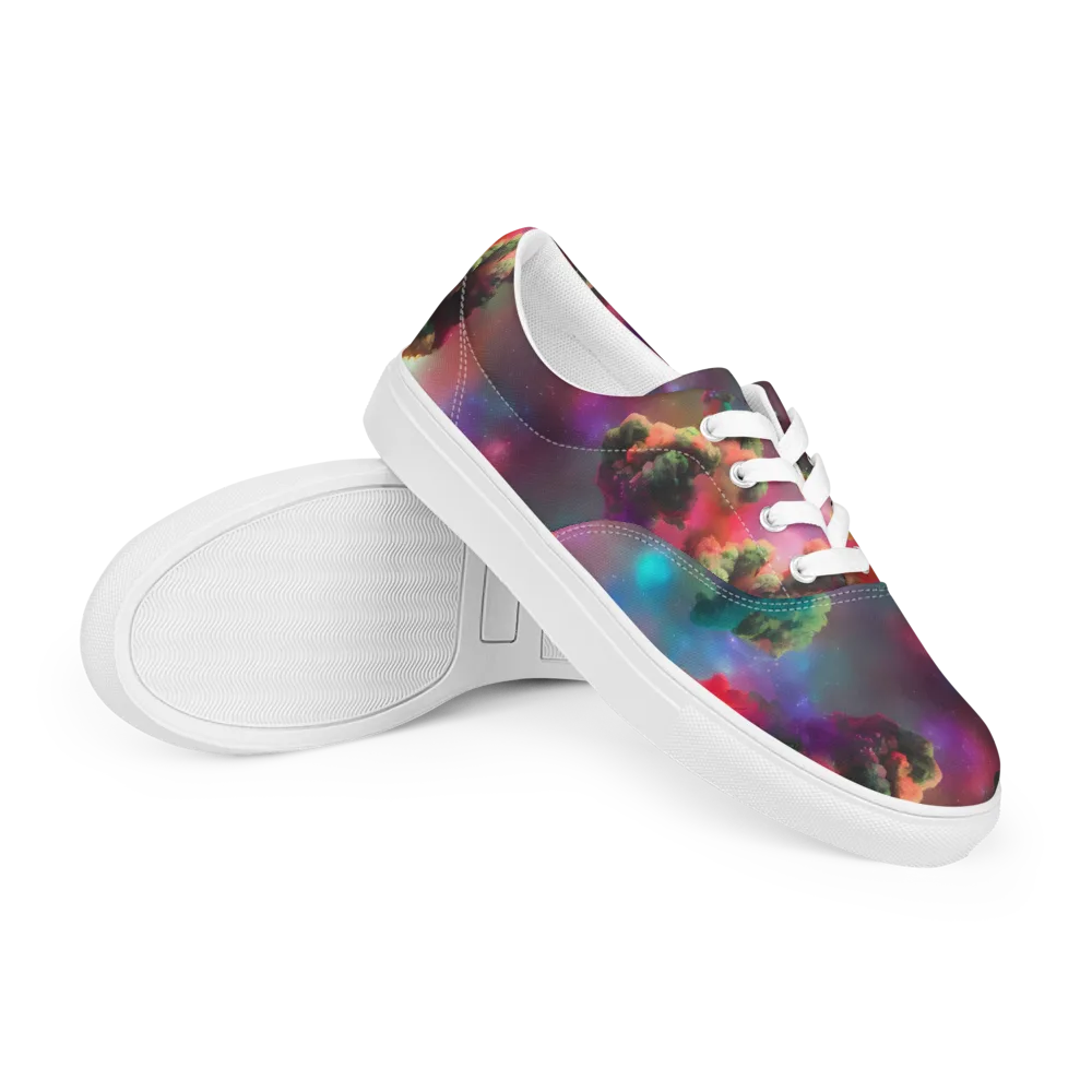 Nebula Dreams on Men's Lace-Up Canvas Shoes — Right Front