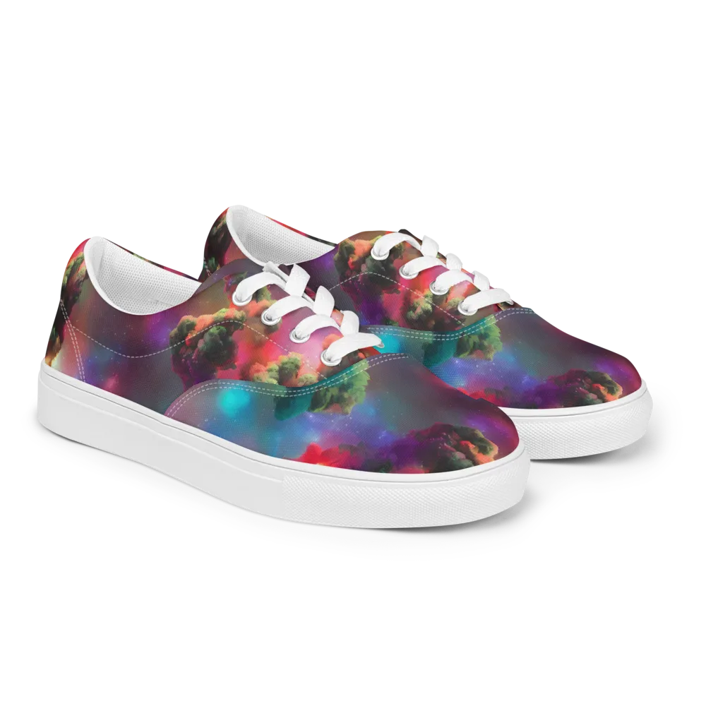 Nebula Dreams on Men's Lace-Up Canvas Shoes — Right Front