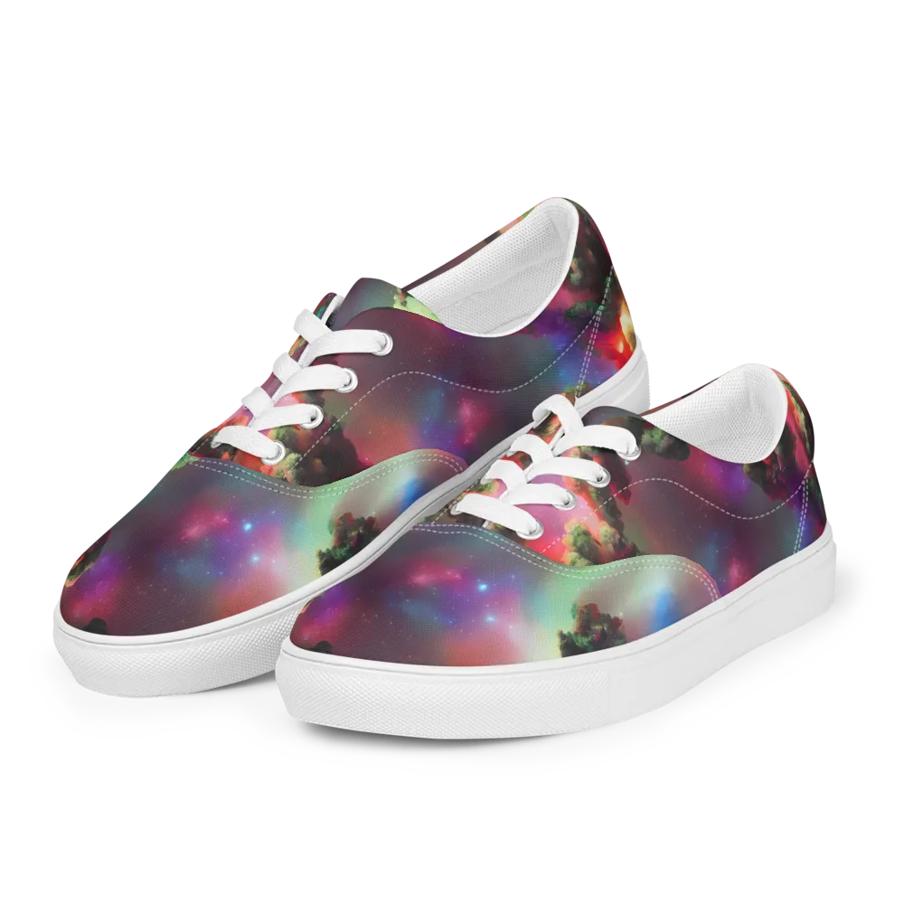 Nebula Dreams on Men's Lace-Up Canvas Shoes — Left Front