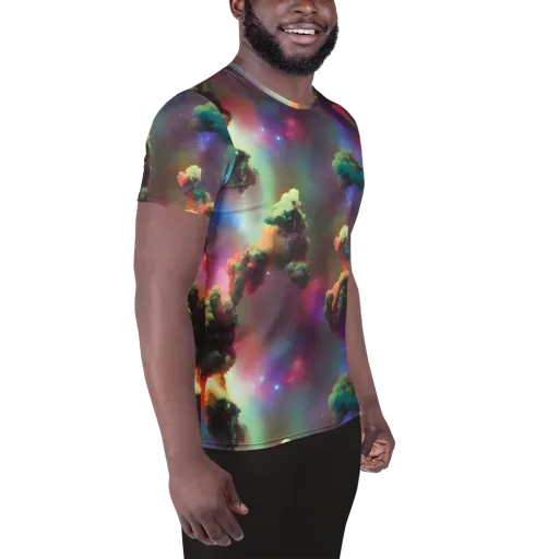 Nebula Dreams on a Men's Athletic T-Shirt