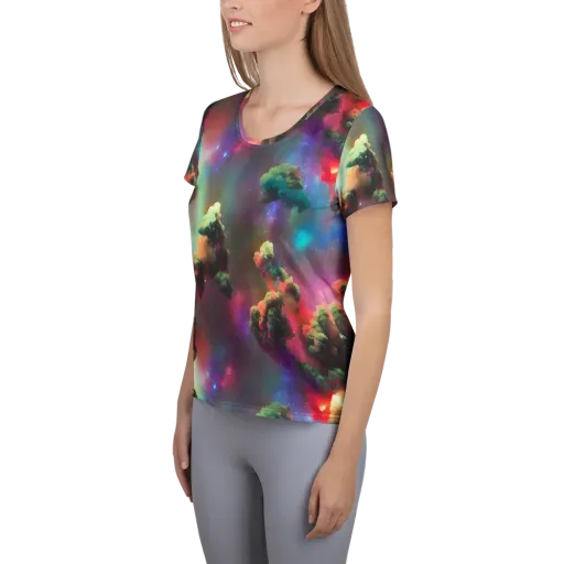 Nebula Dreams on a Women's Athletic T-Shirt
