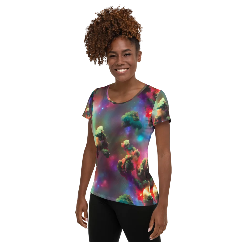Nebula Dreams on Women's Athletic T-Shirt — Left