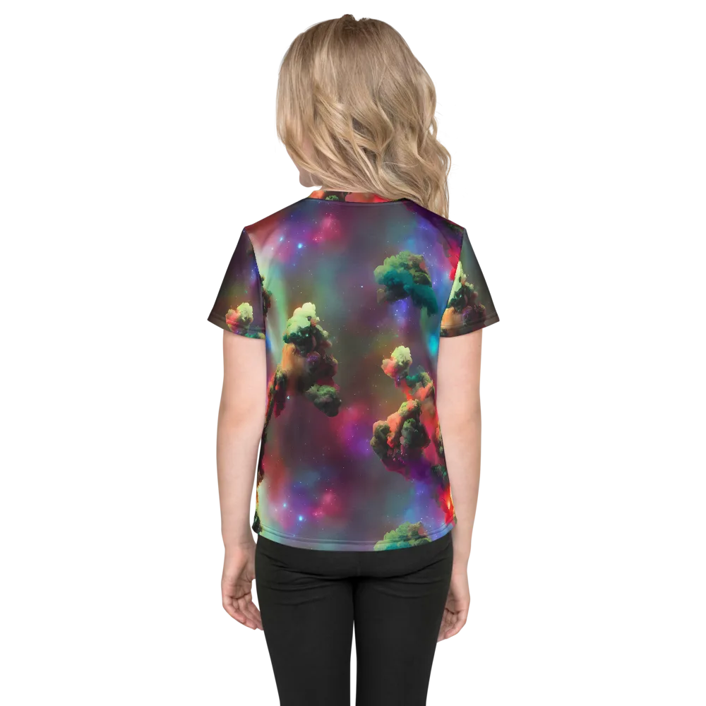 Nebula Dreams on Kids Crew Neck T-Shirt — Back