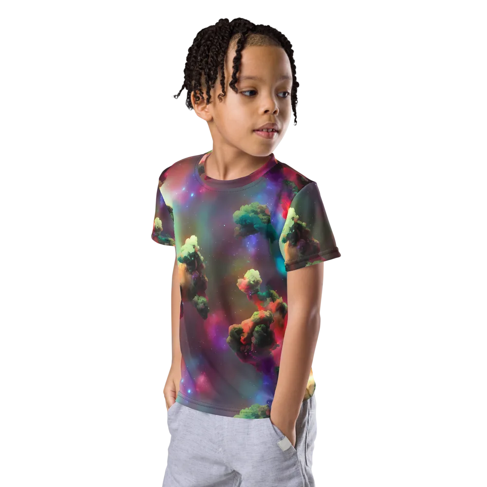 Nebula Dreams on Kids Crew Neck T-Shirt — Left Front