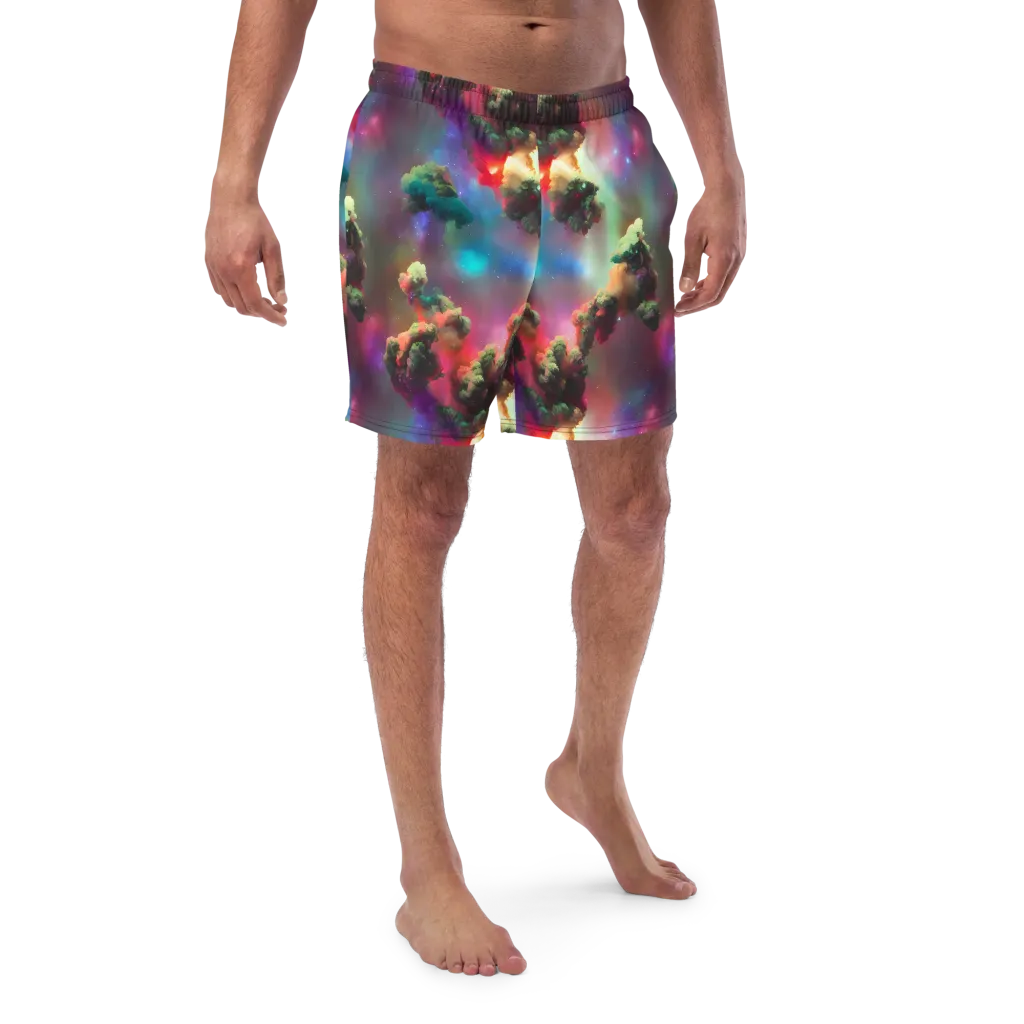 Nebula Dreams on Swim Trunks — Front