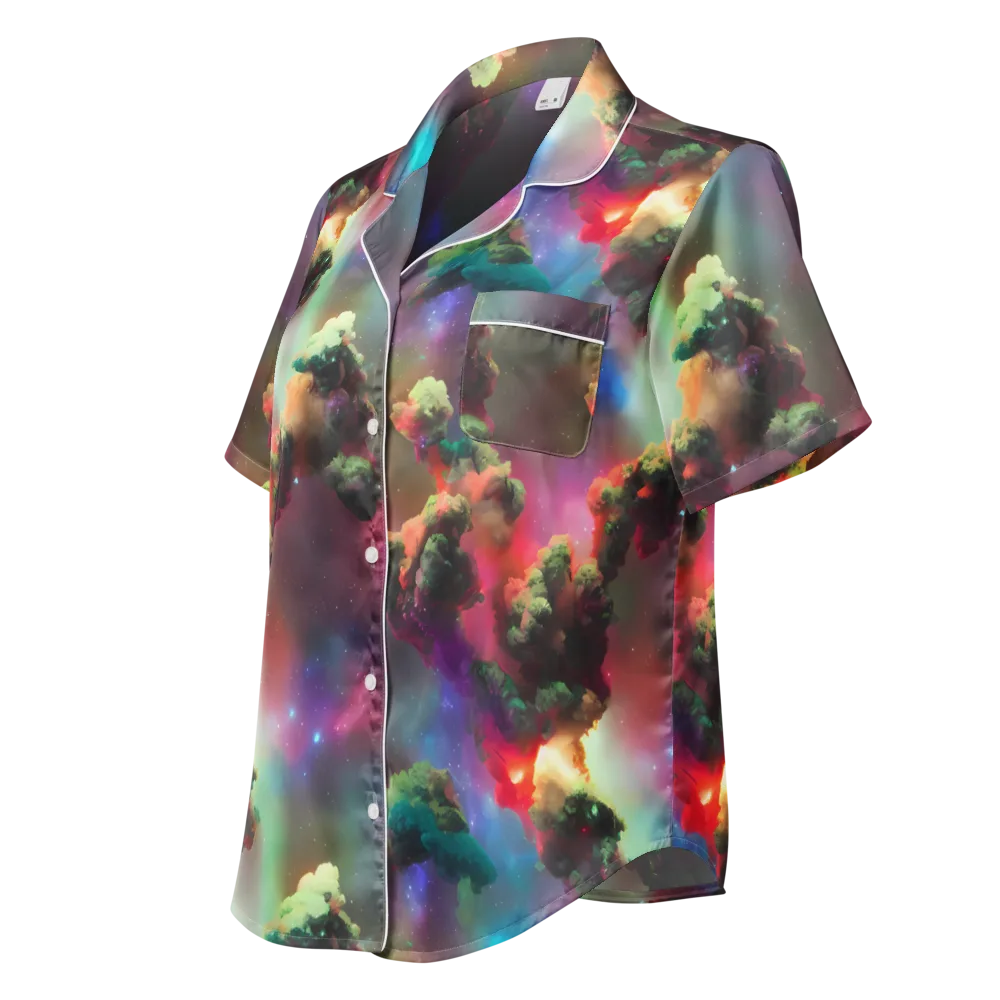 Nebula Dreams on Women's Short Sleeve Pajama Top — Left Front