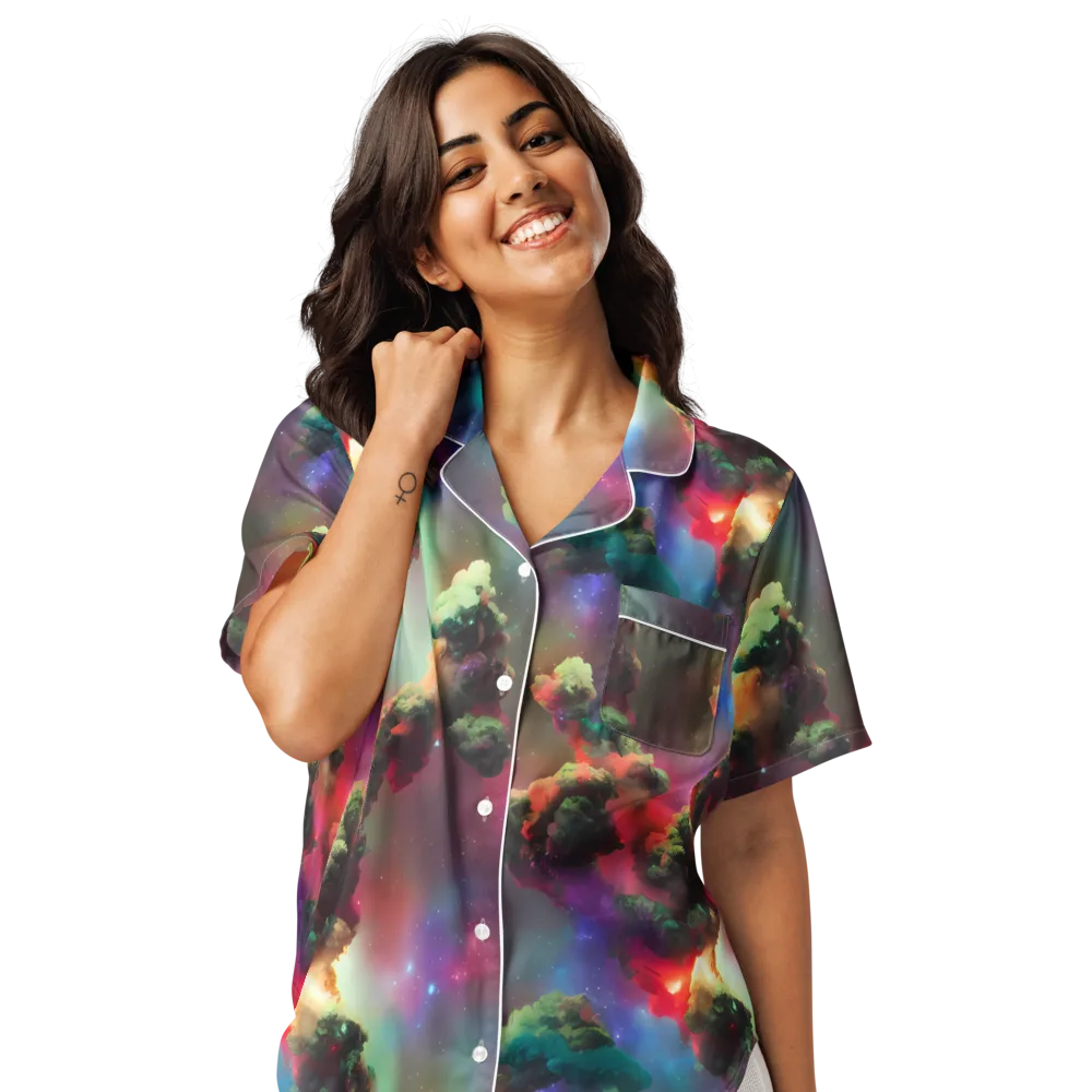 Nebula Dreams on Women's Short Sleeve Pajama Top — Front