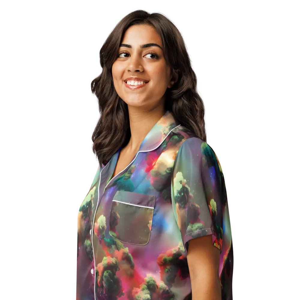 Nebula Dreams on Women's Short Sleeve Pajama Top — Left Front
