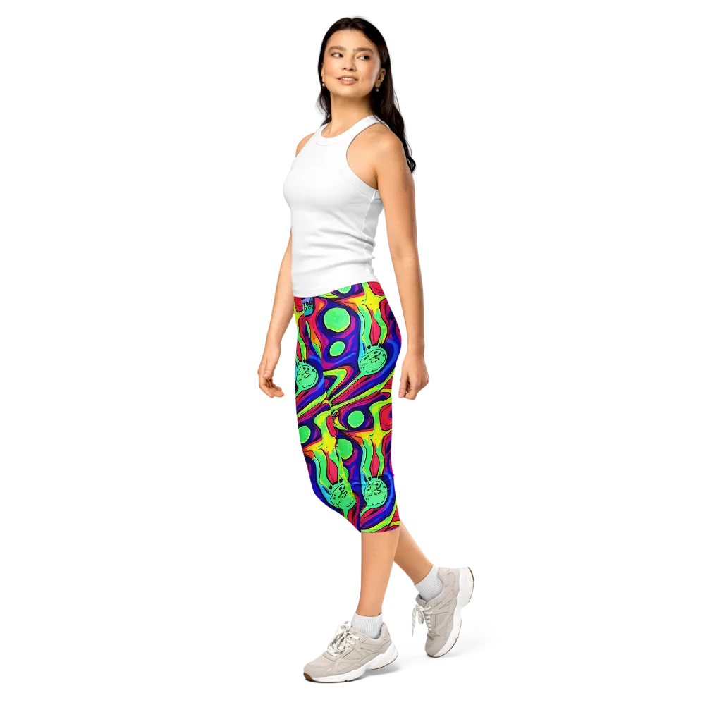 Frizzled Spirits on Capri Leggings — Left Front
