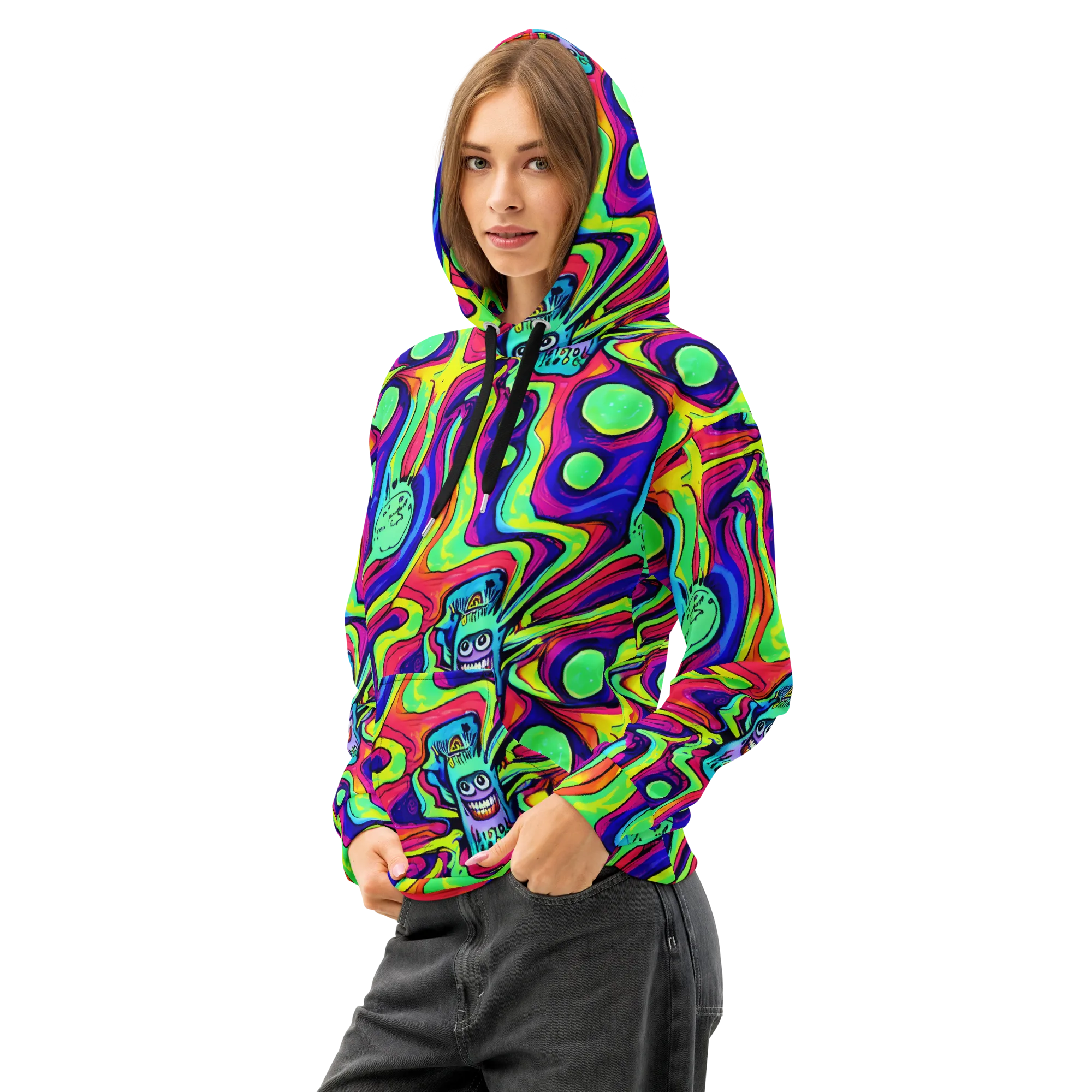 Frizzled Spirits on Cotton Hoodie — Left Front