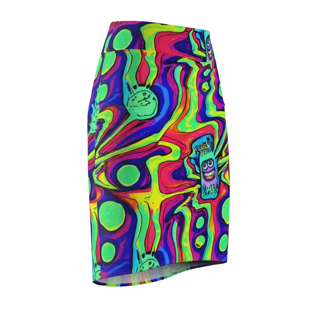 Frizzled Spirits on Pencil Skirt — Front Side