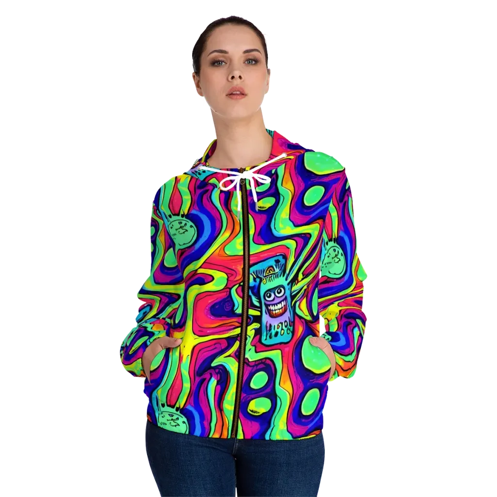 Frizzled Spirits on Women's Full-Zip Hoodie — Front On Person