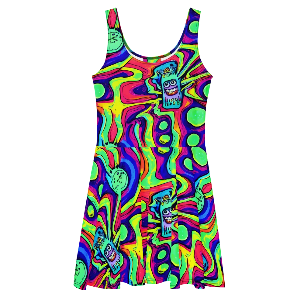 Frizzled Spirits on Skater Dress — Front
