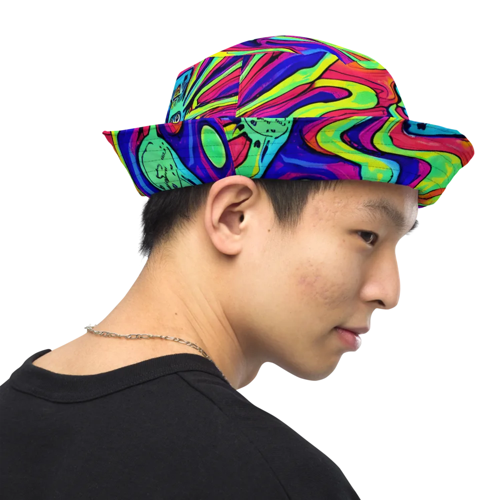 Frizzled Spirits on Reversible Bucket Hat — Right Outside