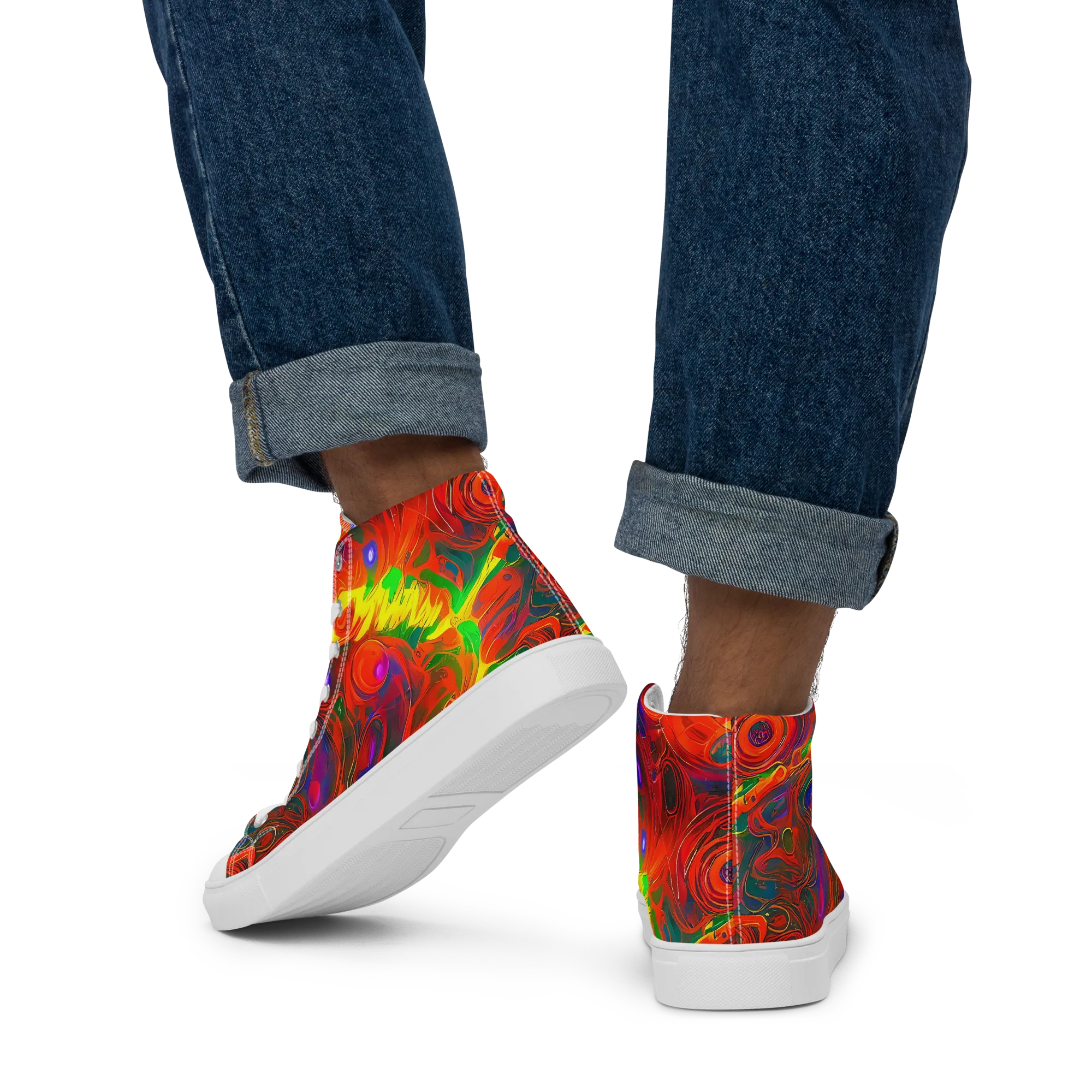 Blampied Blaze on Men's High Top Canvas Shoes — Back