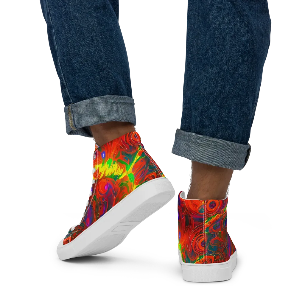 Blampied Blaze on Men's High Top Canvas Shoes — Back
