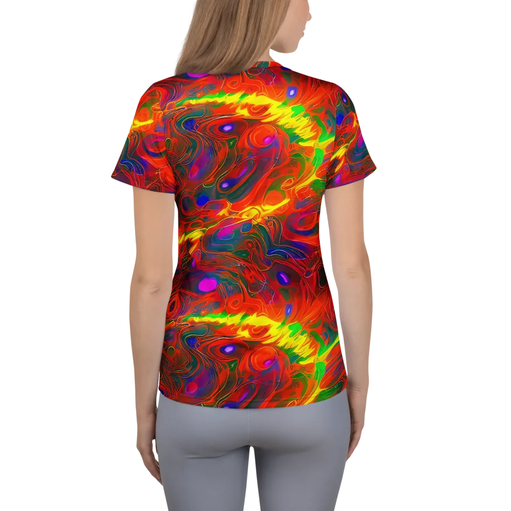 Blampied Blaze on Women's Athletic T-Shirt — Back