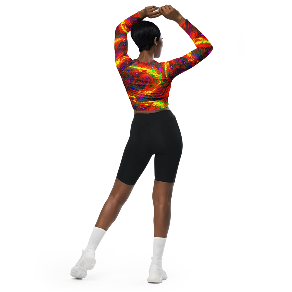Blampied Blaze on Long Sleeve Crop Top — Back