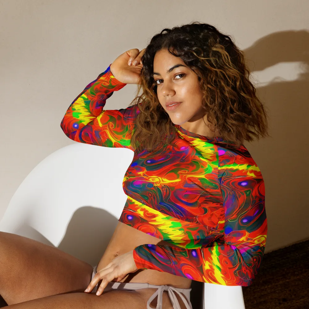 Blampied Blaze on Long Sleeve Crop Top — Left Front