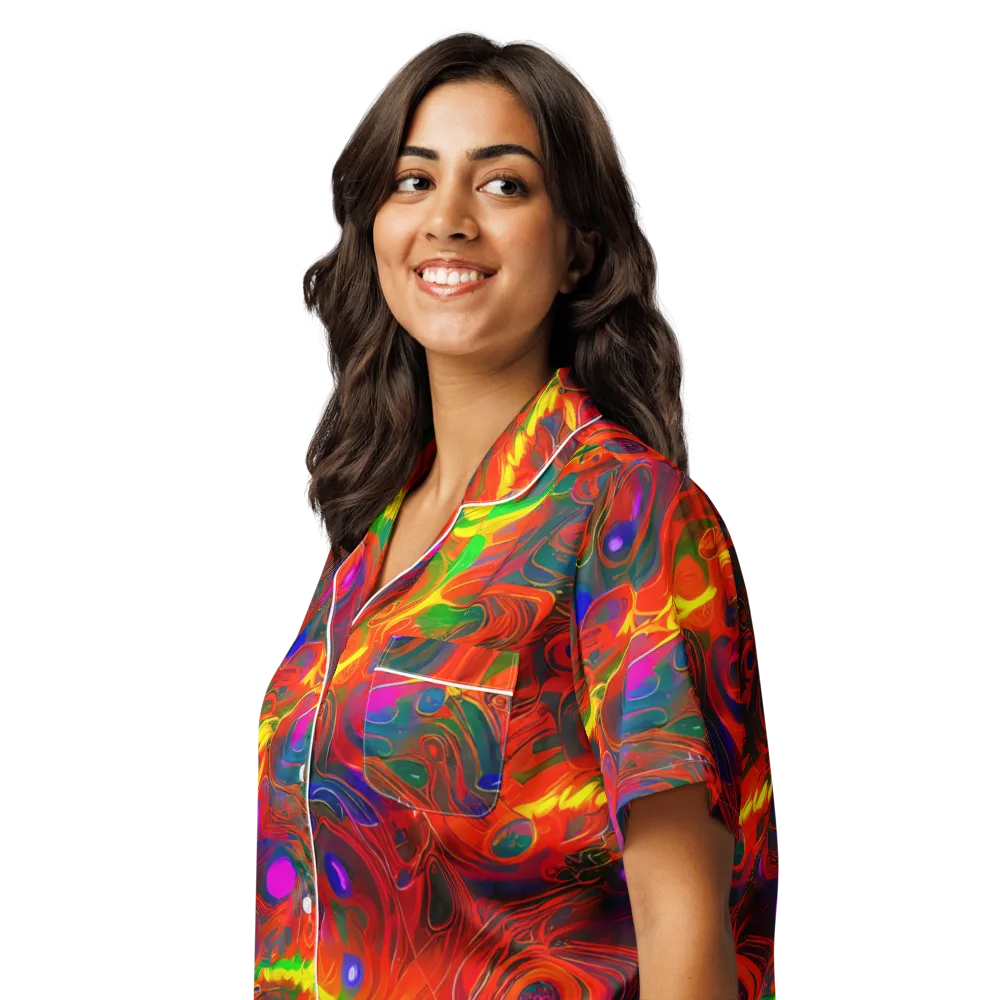 Blampied Blaze on Women's Short Sleeve Pajama Top — Left Front