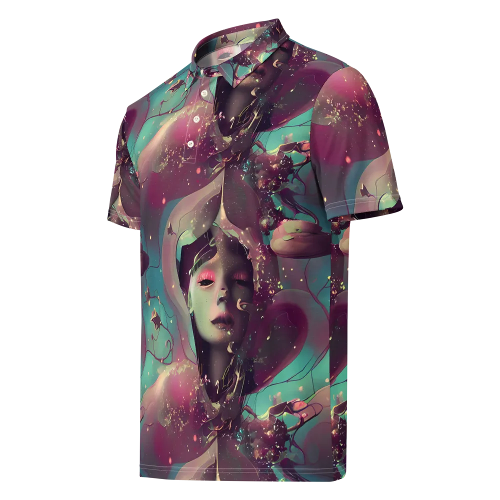 Nouveau Galaxy on Men's Slim Fit Polo Shirt — Left Front