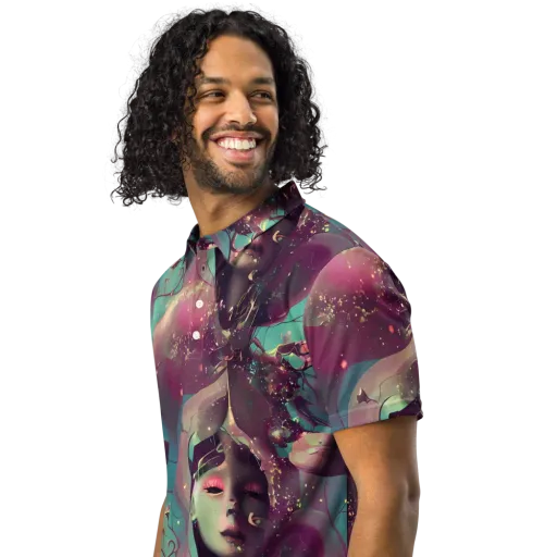 Nouveau Galaxy on a Men's Slim Fit Polo Shirt
