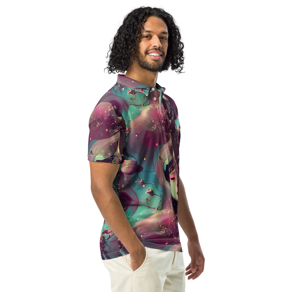 Nouveau Galaxy on Men's Slim Fit Polo Shirt — Right Front