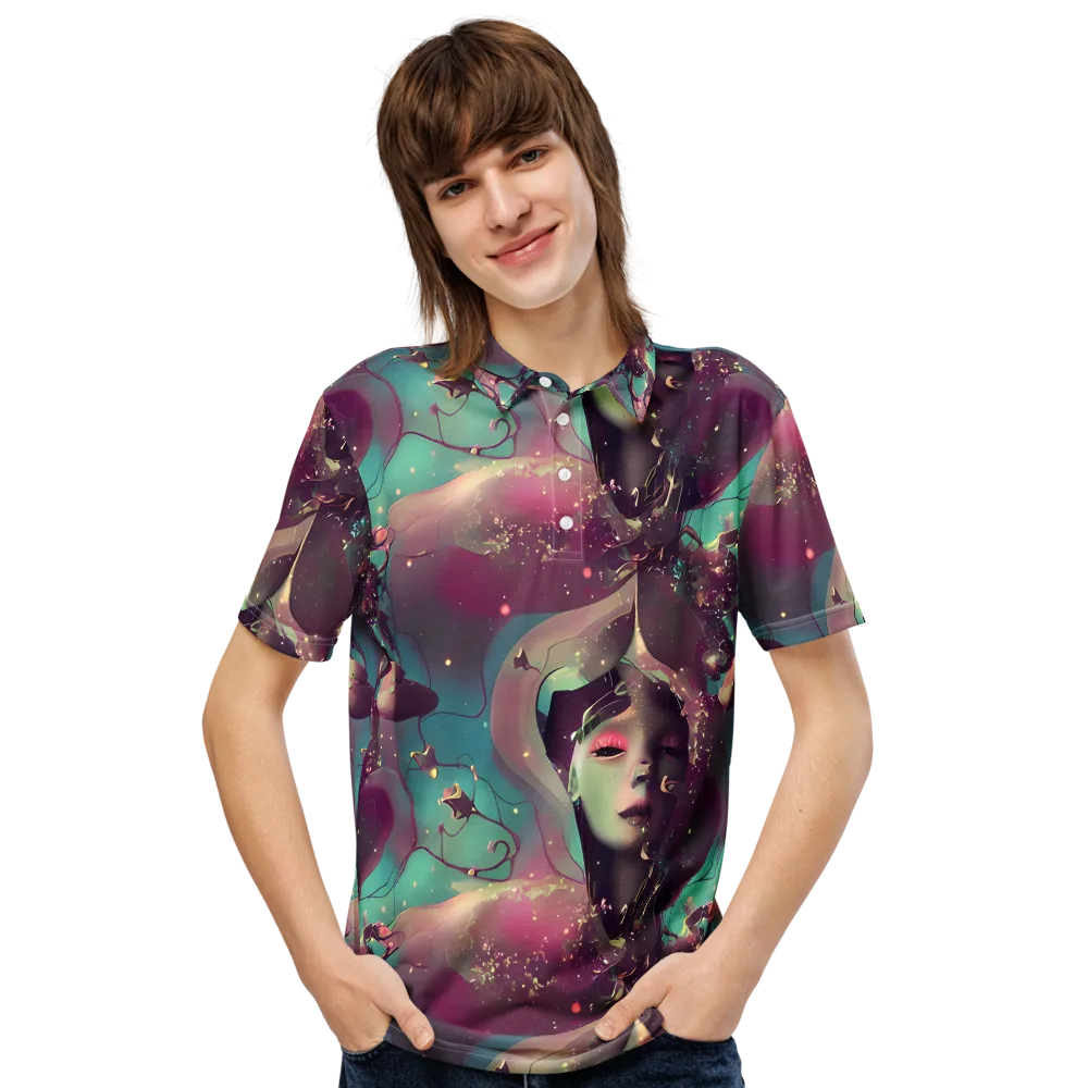 Nouveau Galaxy on Men's Slim Fit Polo Shirt — Front