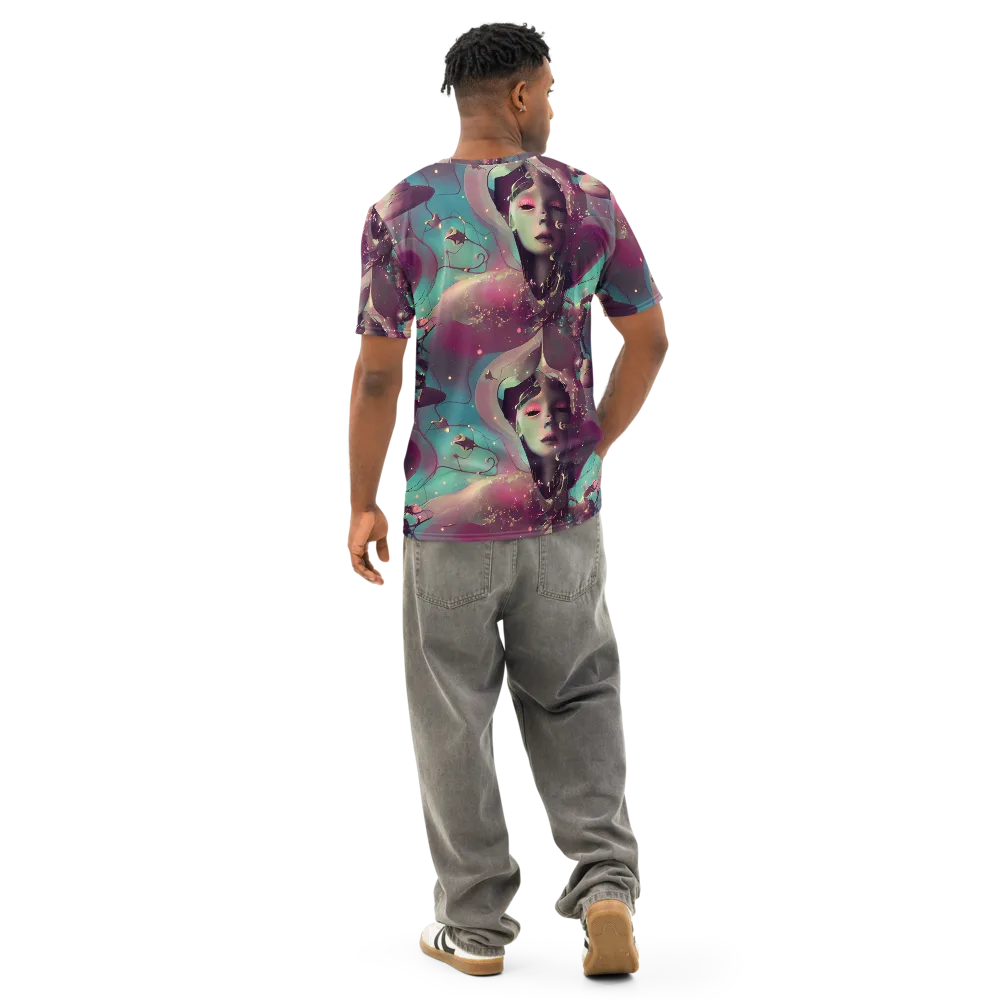 Nouveau Galaxy on Men's Cotton Crew Neck T-Shirt — Back