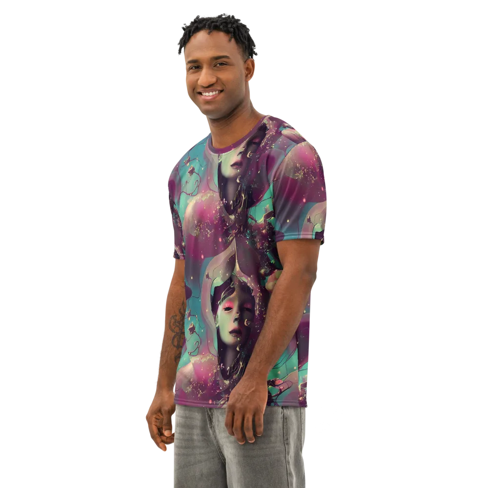 Nouveau Galaxy on Men's Cotton Crew Neck T-Shirt — Left Front