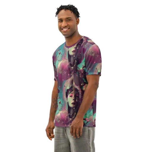 Nouveau Galaxy on a Men's Cotton Crew Neck T-Shirt