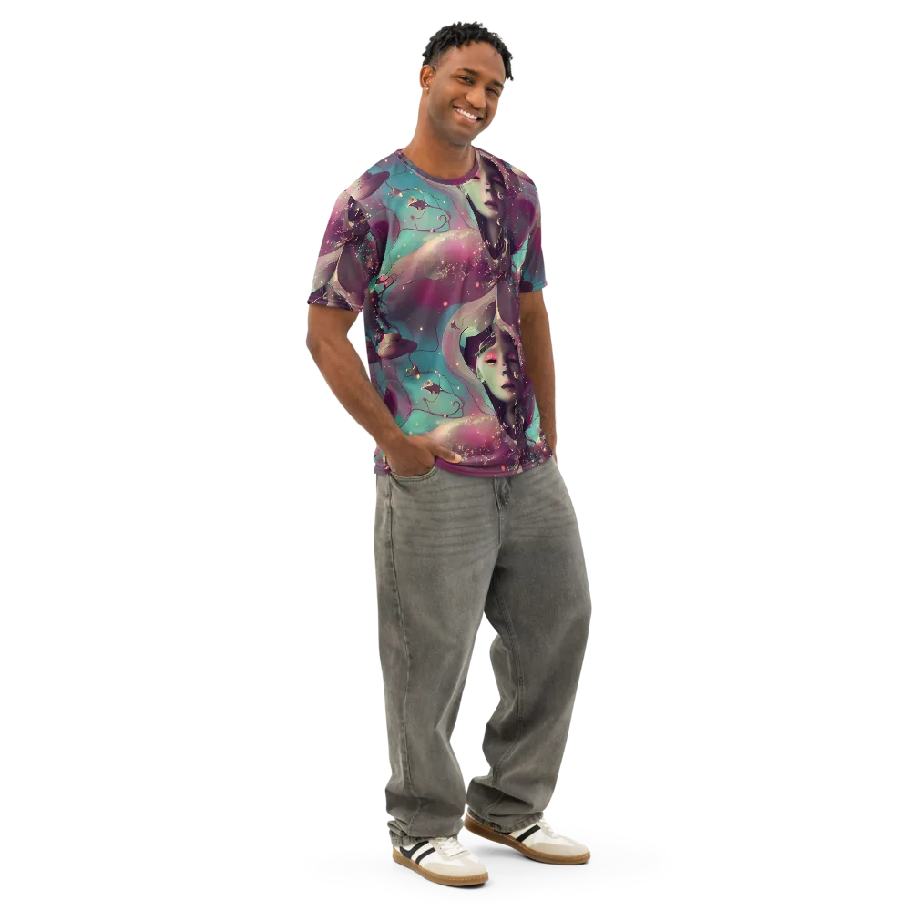 Nouveau Galaxy on Men's Cotton Crew Neck T-Shirt — Right Front