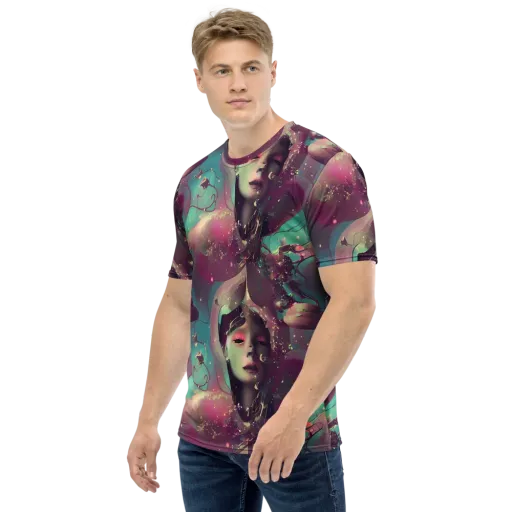 Nouveau Galaxy on a Men's Crew Neck T-Shirt