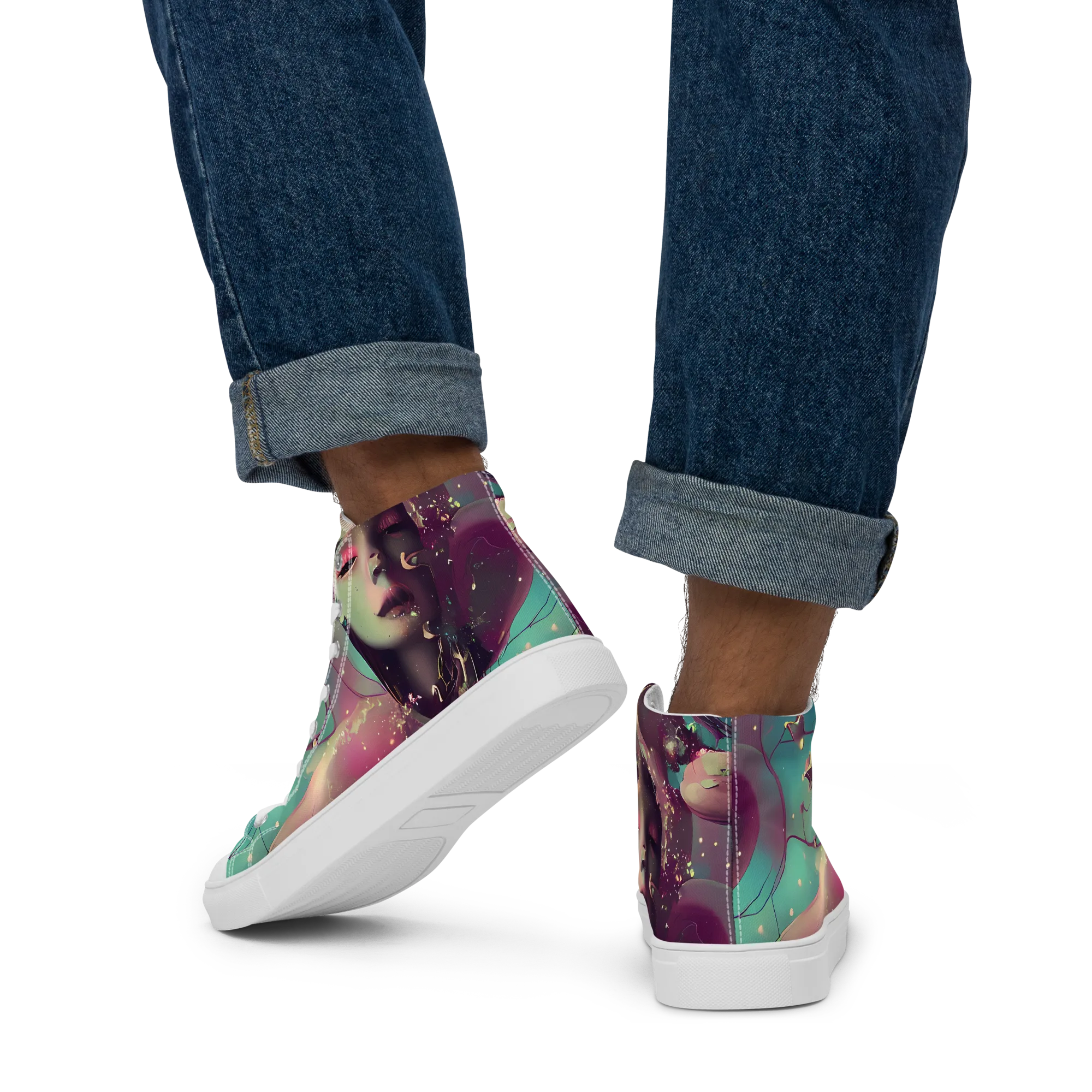 Nouveau Galaxy on Men's High Top Canvas Shoes — Back