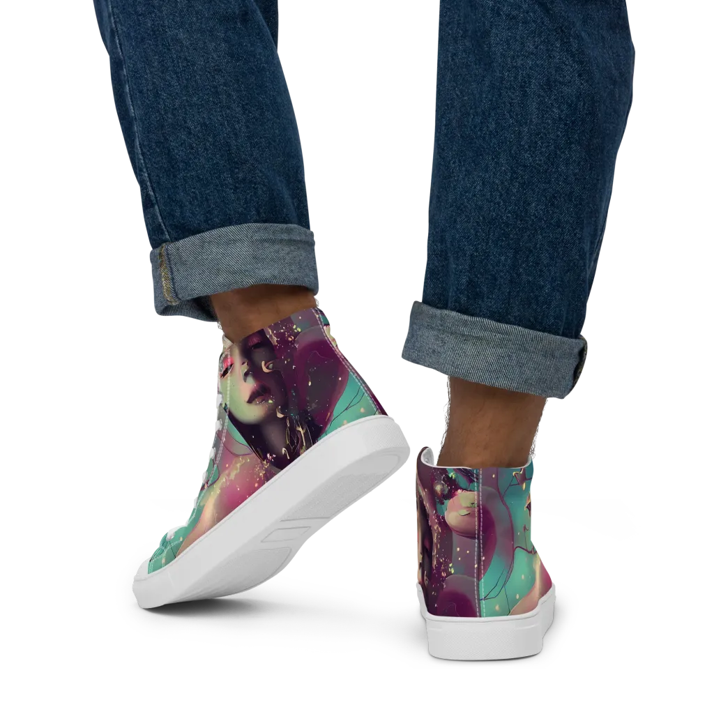 Nouveau Galaxy on Men's High Top Canvas Shoes — Back