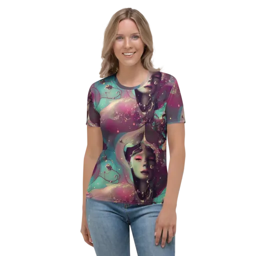 Nouveau Galaxy on a Women's Crew Neck T-Shirt