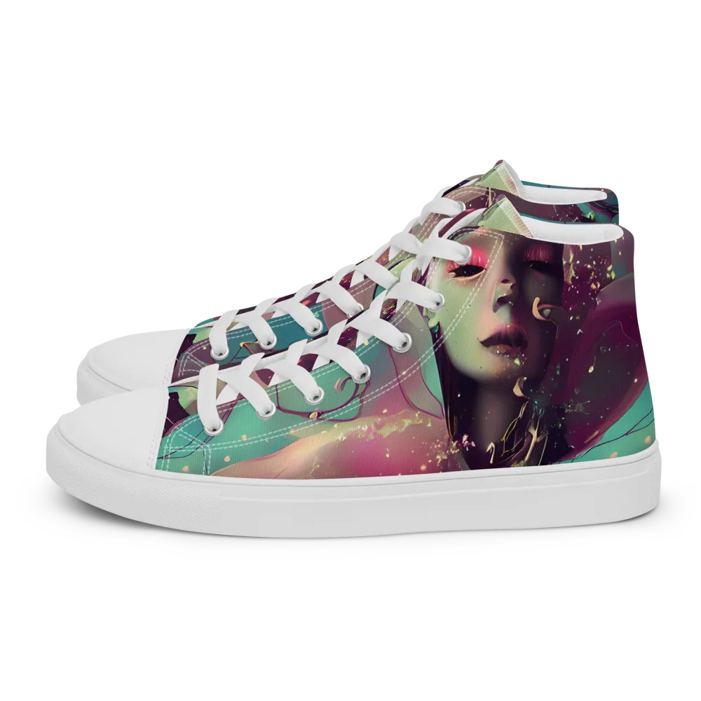 Nouveau Galaxy on Women's High Top Canvas Shoes — Left