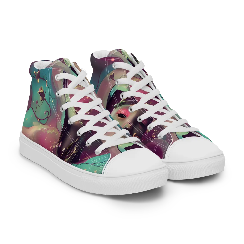 Nouveau Galaxy on Women's High Top Canvas Shoes — Right Front