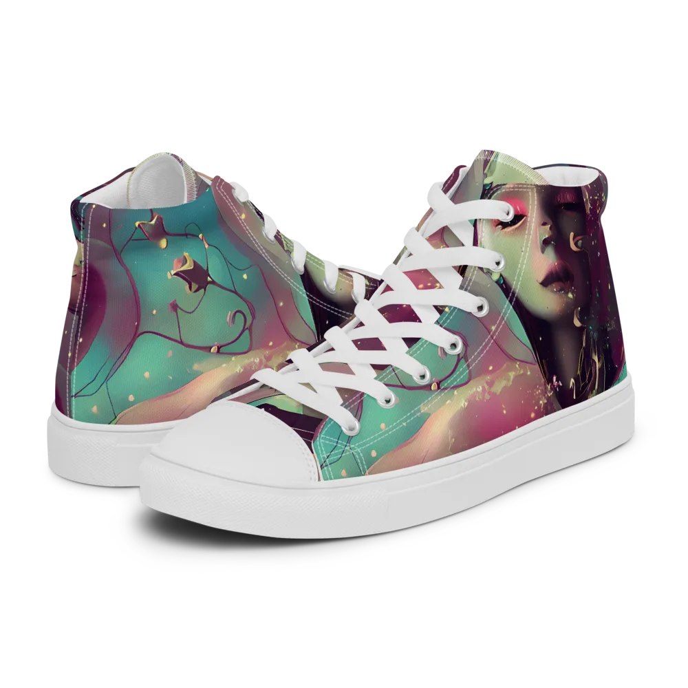 Nouveau Galaxy on Women's High Top Canvas Shoes — Left