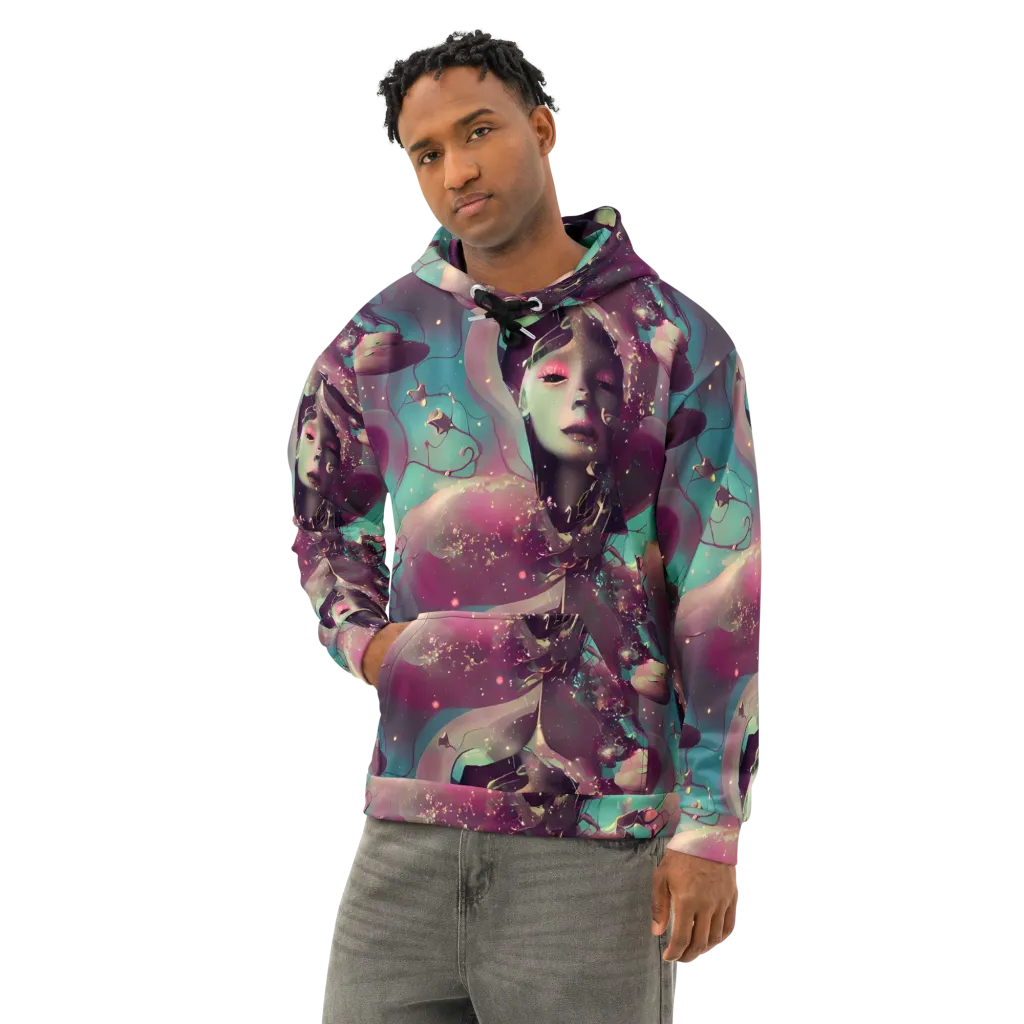 Nouveau Galaxy on Cotton Hoodie — Left Front